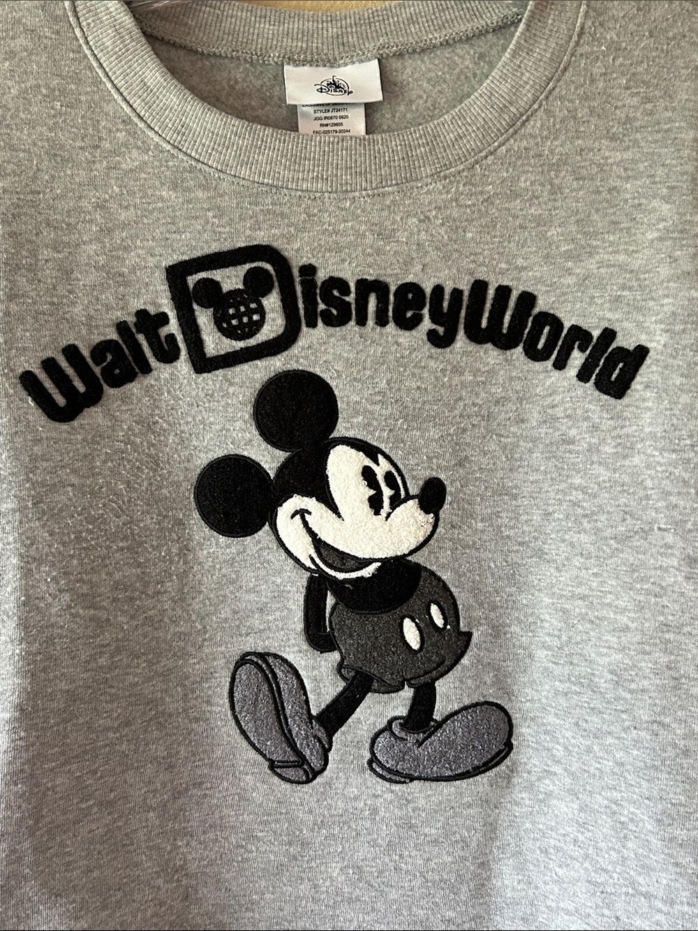 Disney Grey Mickey Mouse Cropped Crewneck Sweatshirt